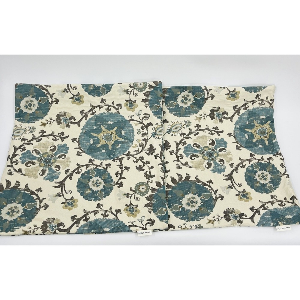 Pair Of Mika Home Floral Jacquard Throw Pillow Covers 20" x 20"